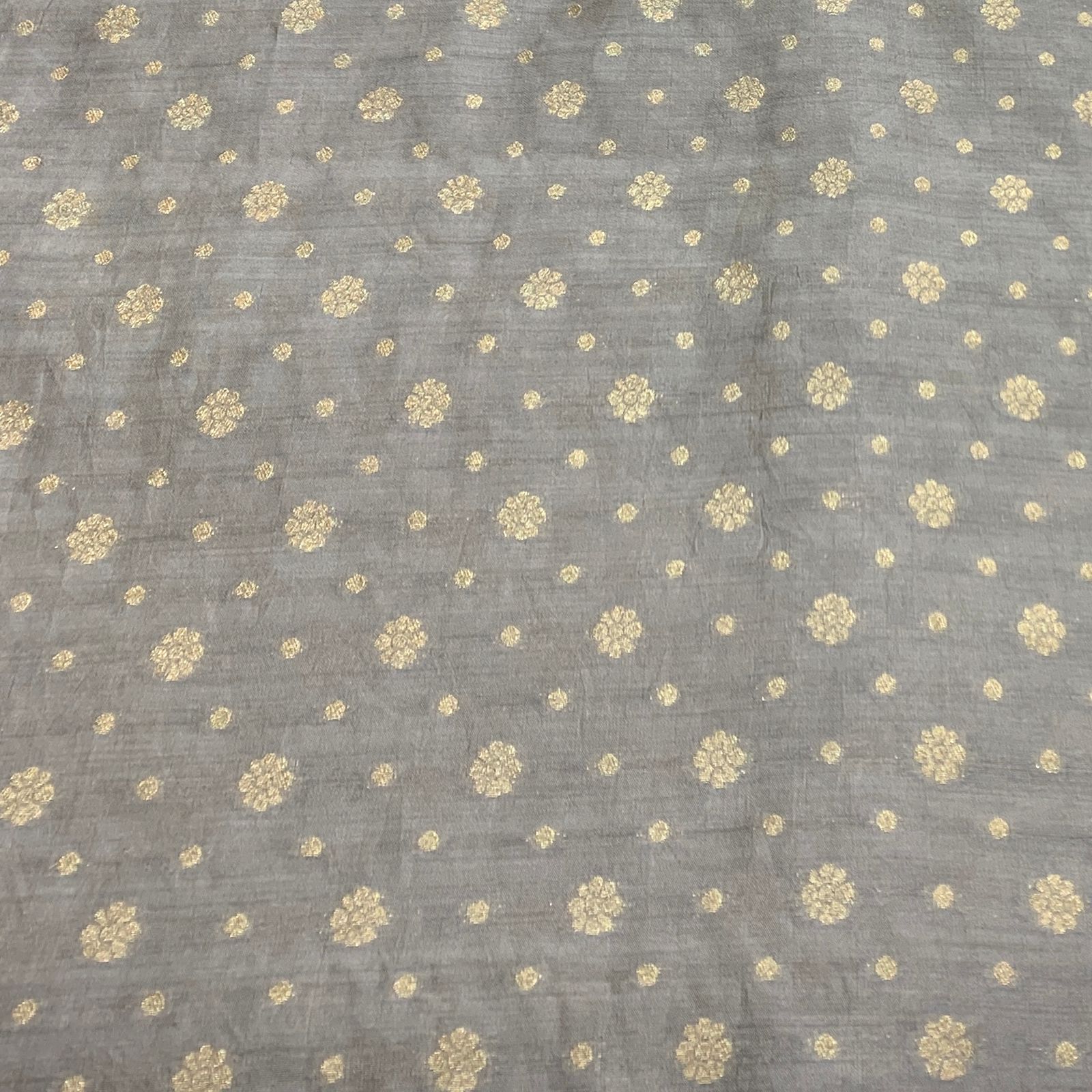 Grey Pure Silk Brocade