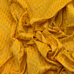 Yellow Flower Zari Butti Silk Brocade