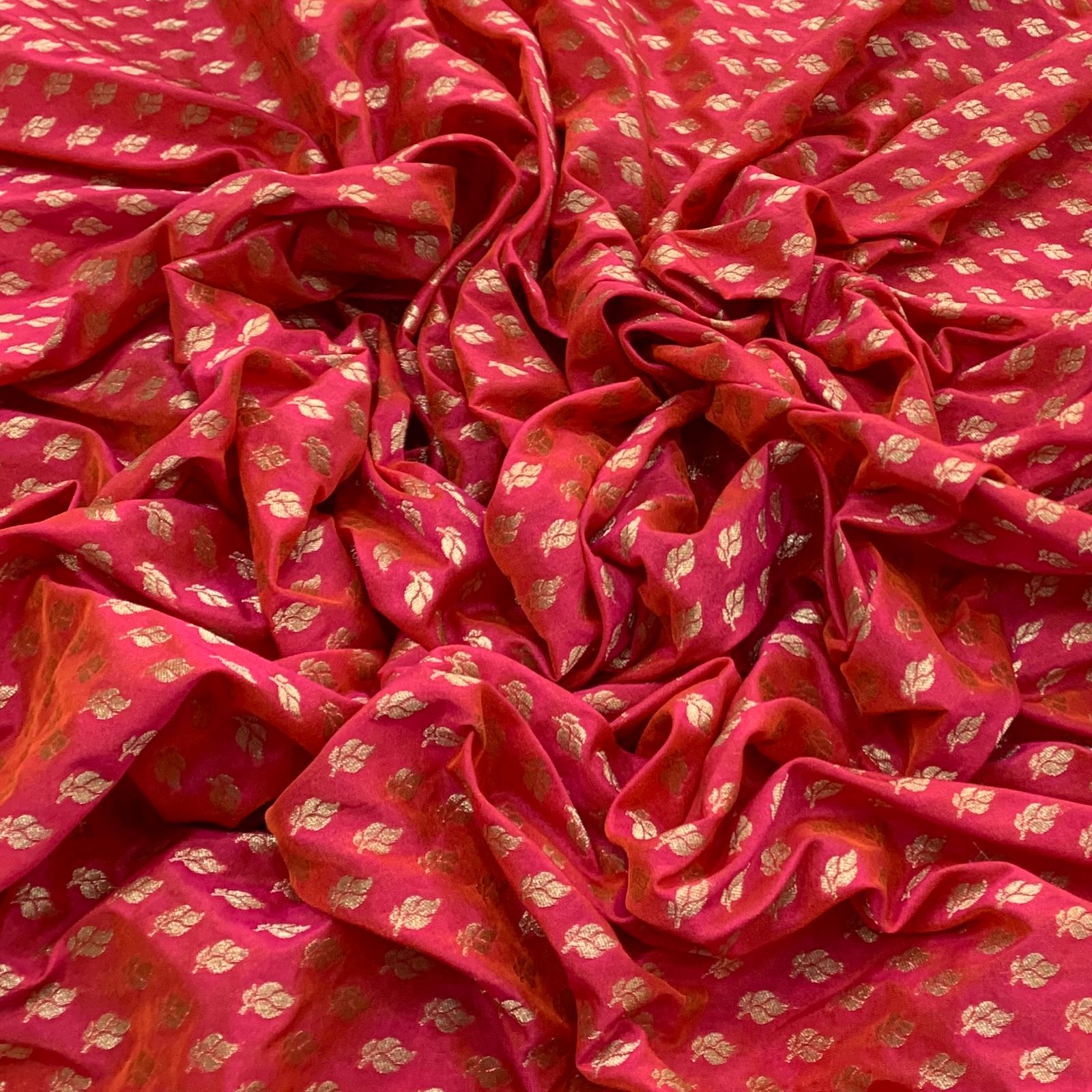 Bright Pink Silk Brocade