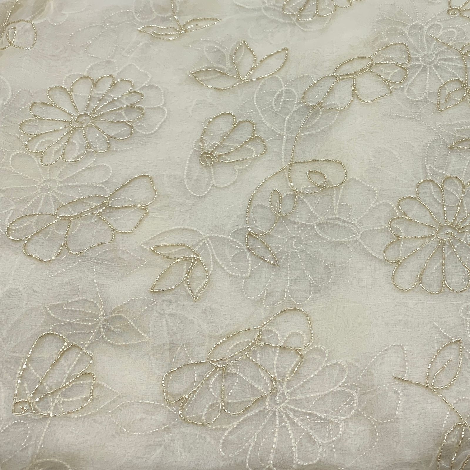 Beige Pure Organza Cut Dana Work