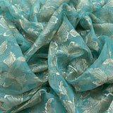 Turquoise Blue Pure Organza Embroidery