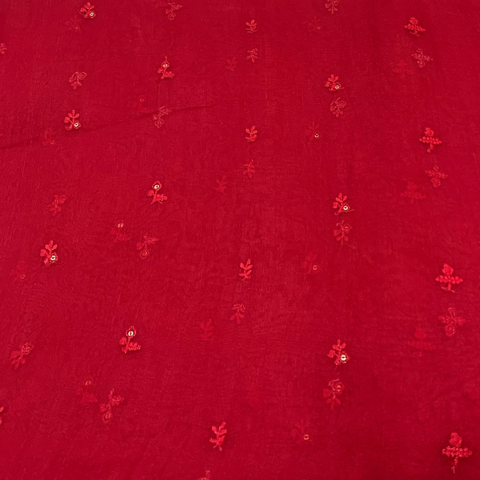 Red Pure Organza Embroidery