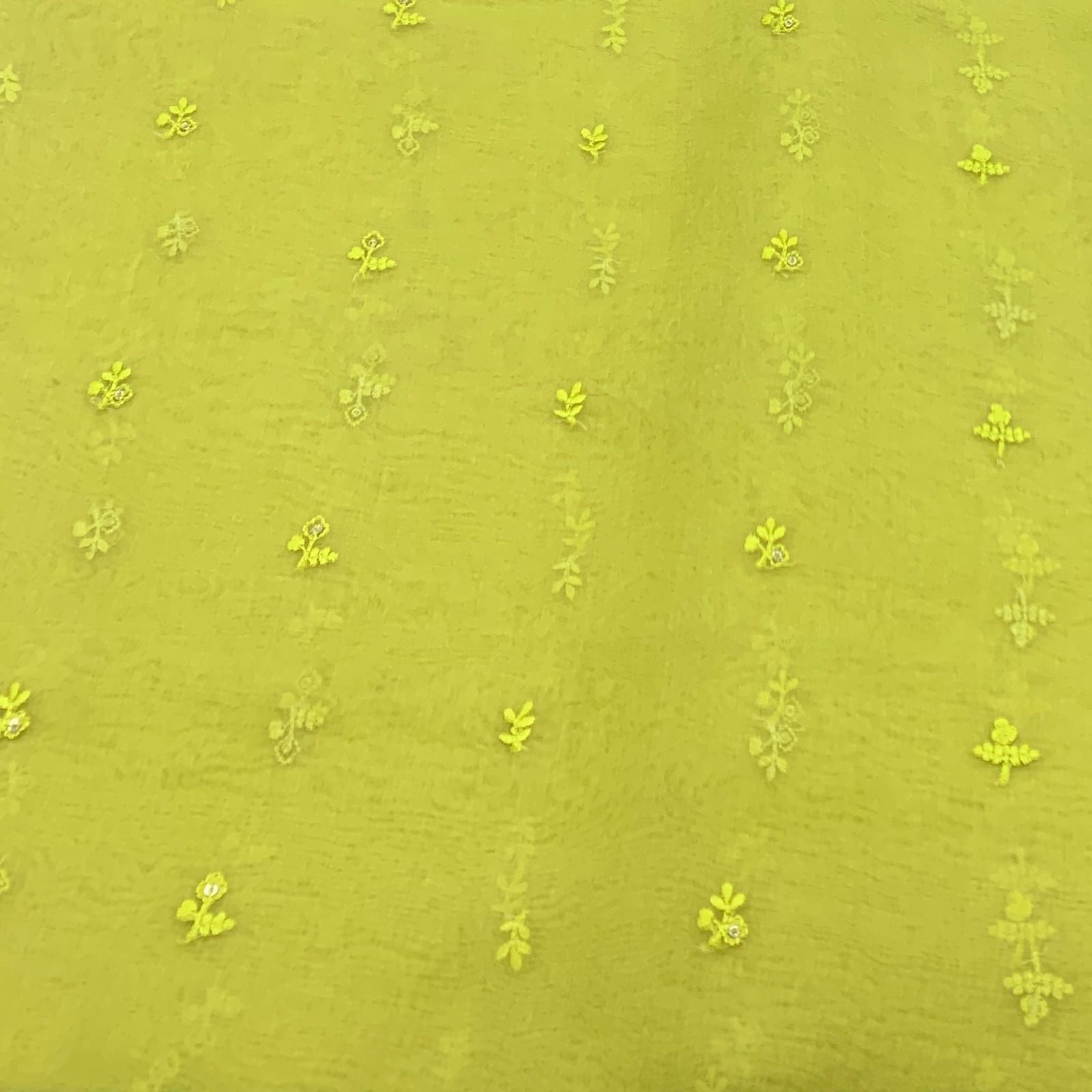 Lime Green Pure Organza Embroidery