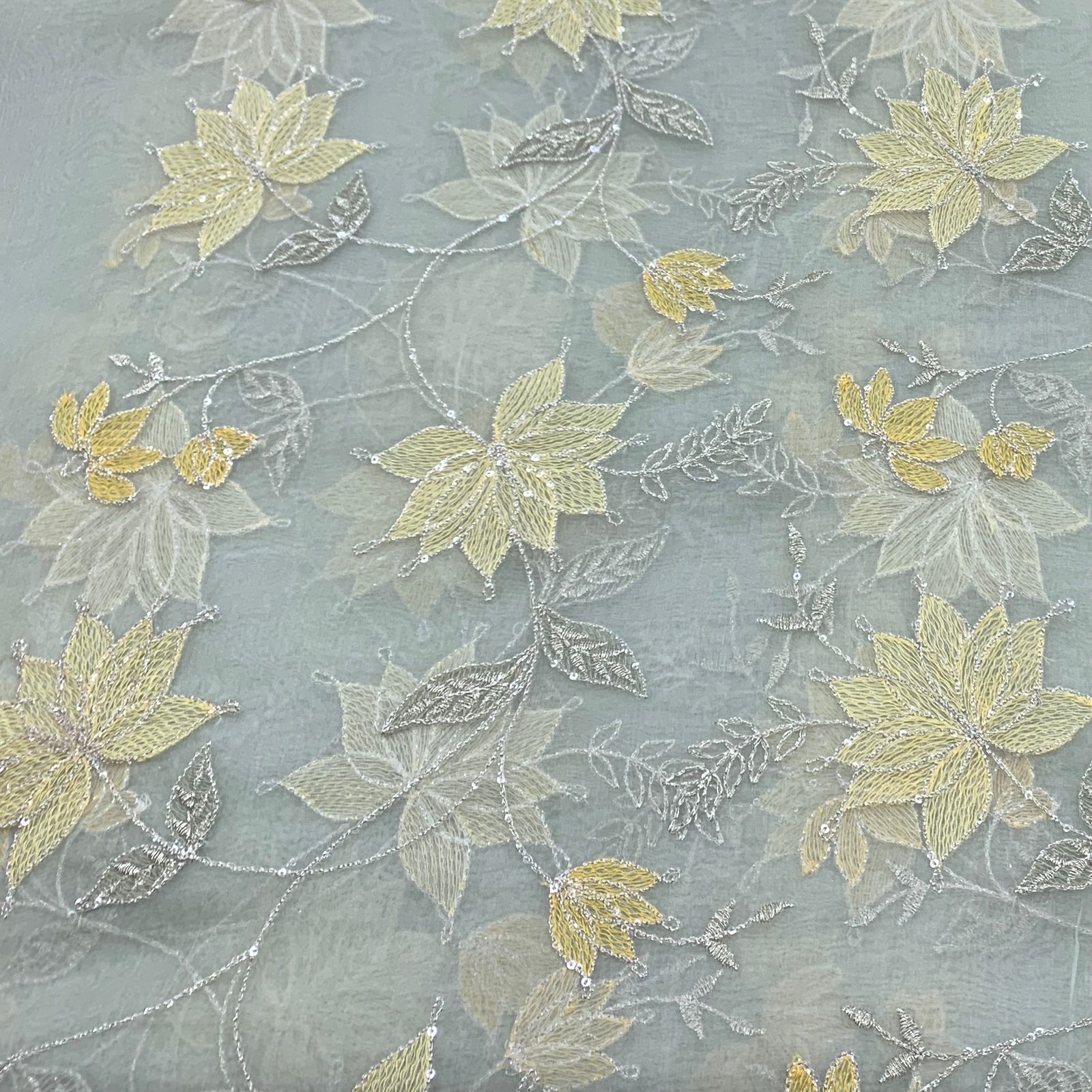 Light Green Pure Organza Embroidery