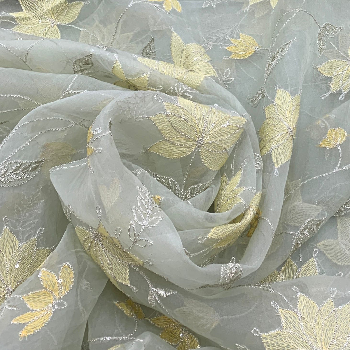 Light Green Pure Organza Embroidery