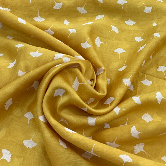 Yellow Floral Chanderi Printed