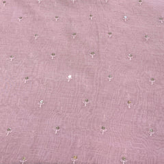 Pastel Pink Flower Sequins Chanderi