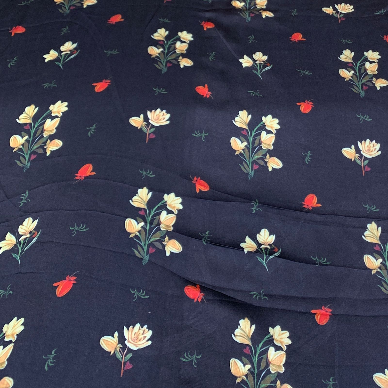 Blackish Blue Flower Print