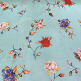 Aqua Blue Flower Print