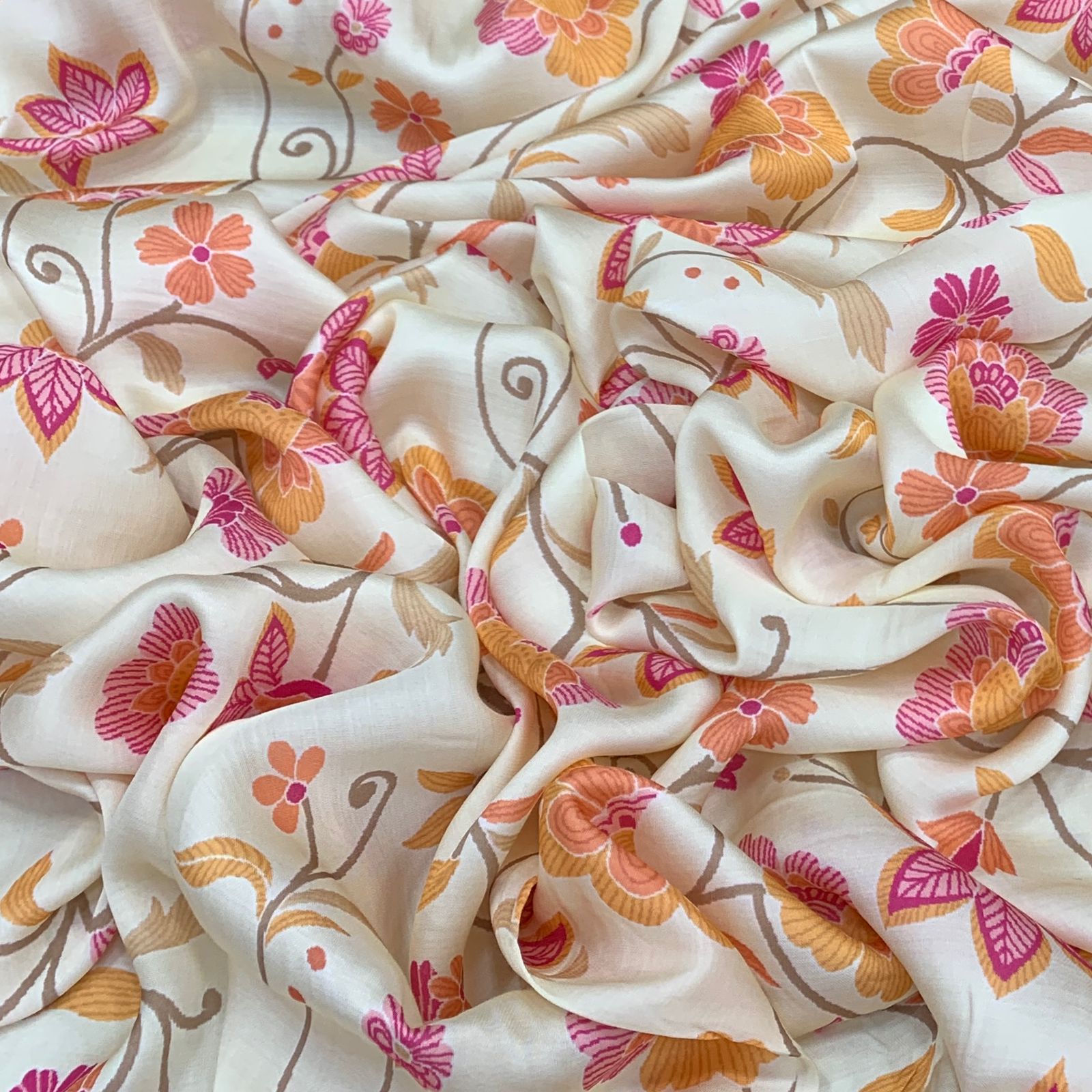 Cream Flower Jal Print