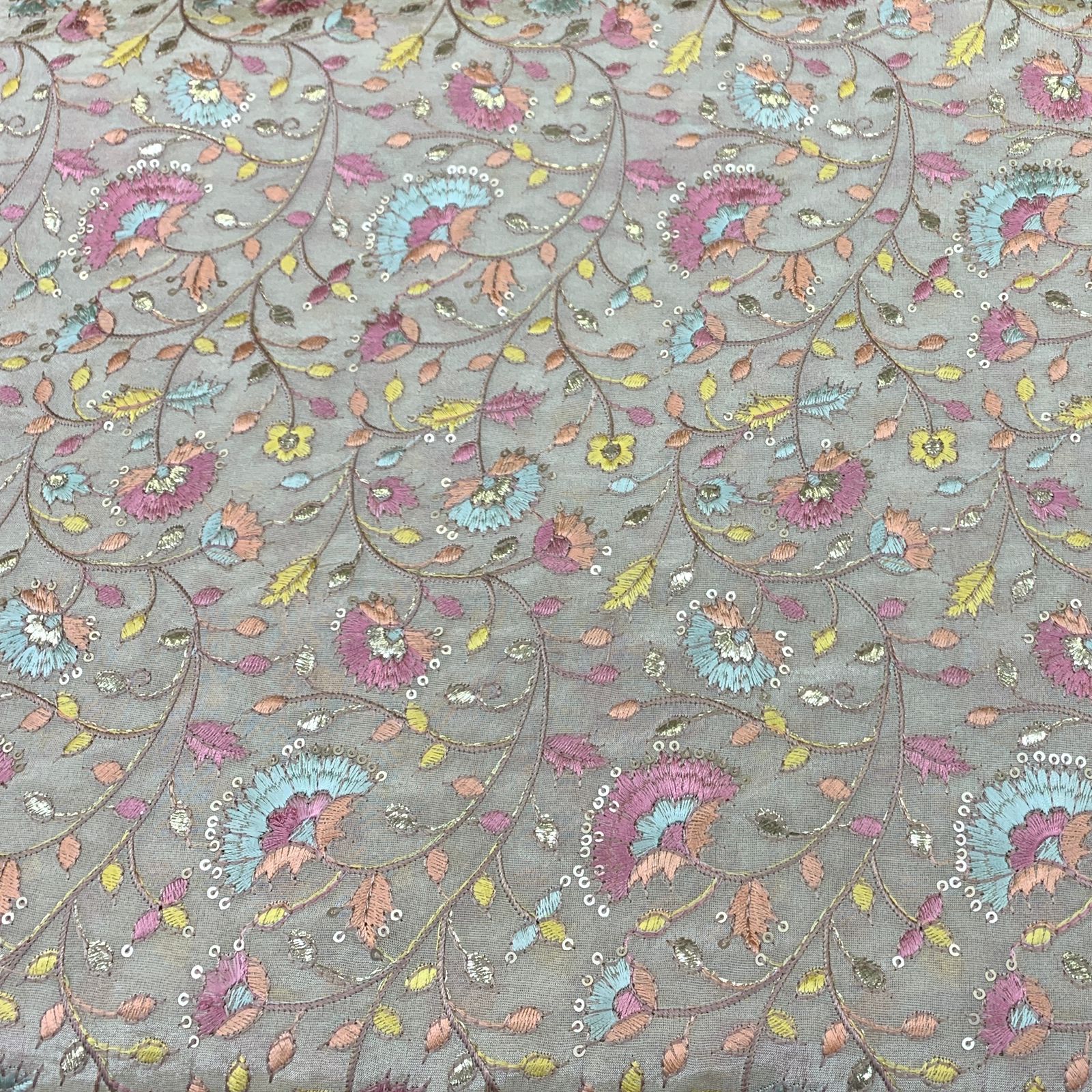 Multicolour Tissue Jal Embroidery