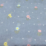 Pastel Blue Flower Linen Embroidery