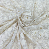 White Georgette Flower Embroidery