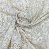 White Georgette Flower Embroidery