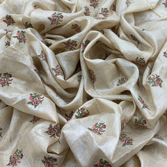 Off White Tussar Thread Zari Embroidery