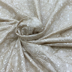 Beige Tussar Thread Embroidery