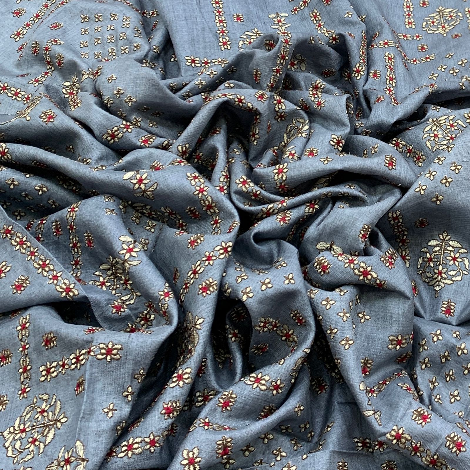 Pastel Blue Tussar Embroidery