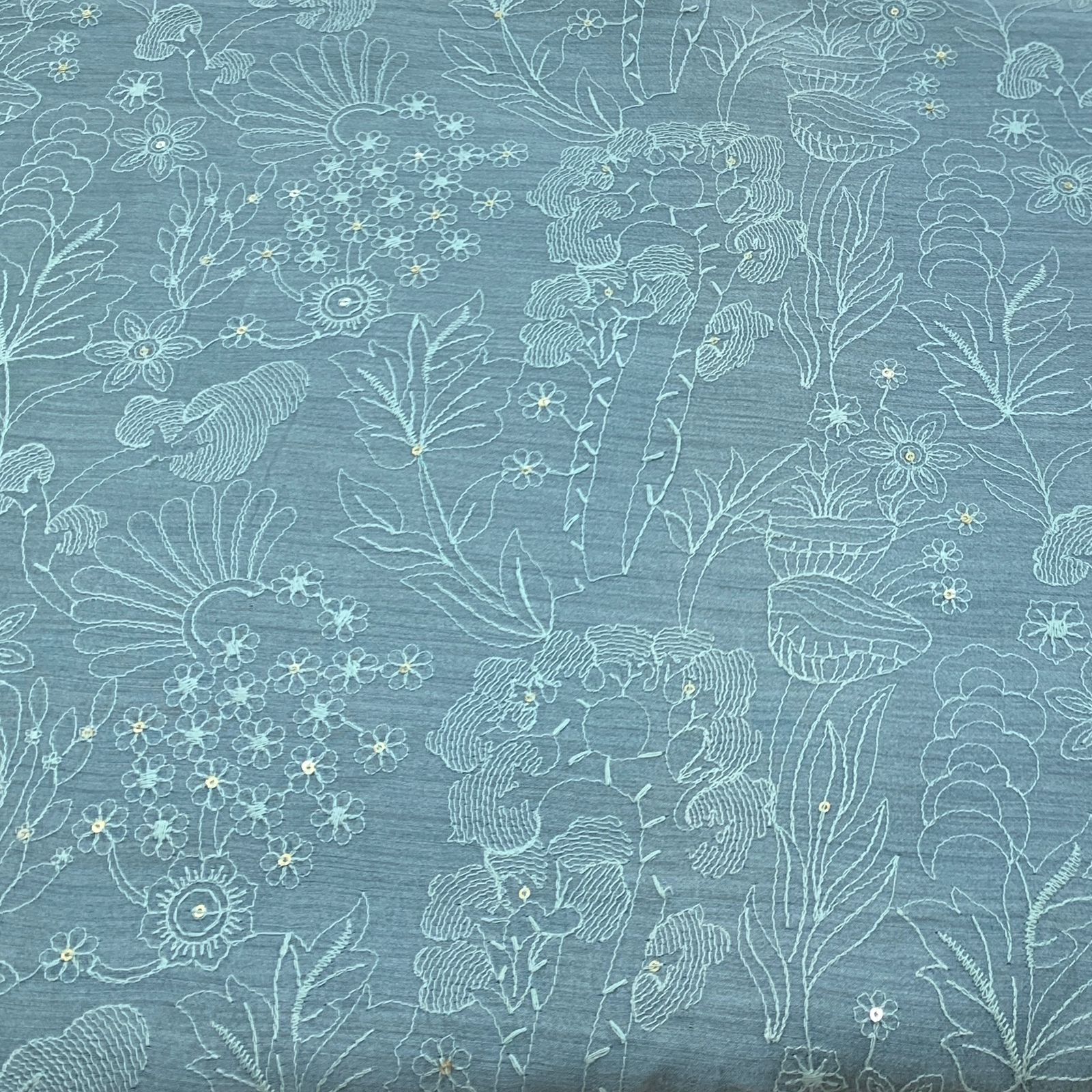 Pastel Blue Munga Tussar Embroidery