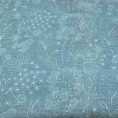 Pastel Blue Munga Tussar Thread Embroidery