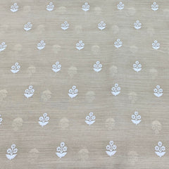 Beige Munga Silk Flower Butti Embroidery