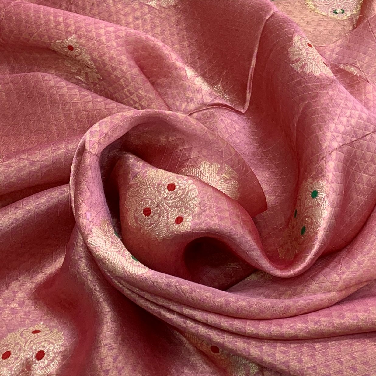 Pink Dupion Silk Brocade