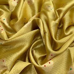 Lemon Yellow Meenakari Dupion Silk Brocade