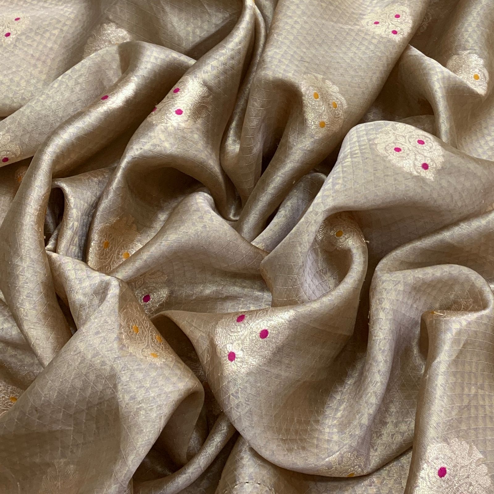 Beige Gold Dupion Silk Brocade