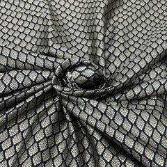 Black Silver Geometric Butti Silk Brocade