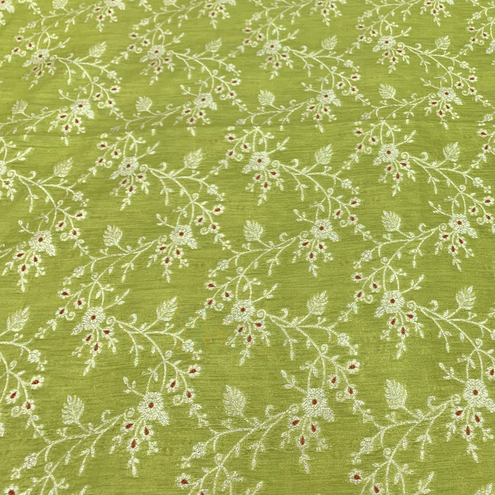 Lime Green Silk Brocade