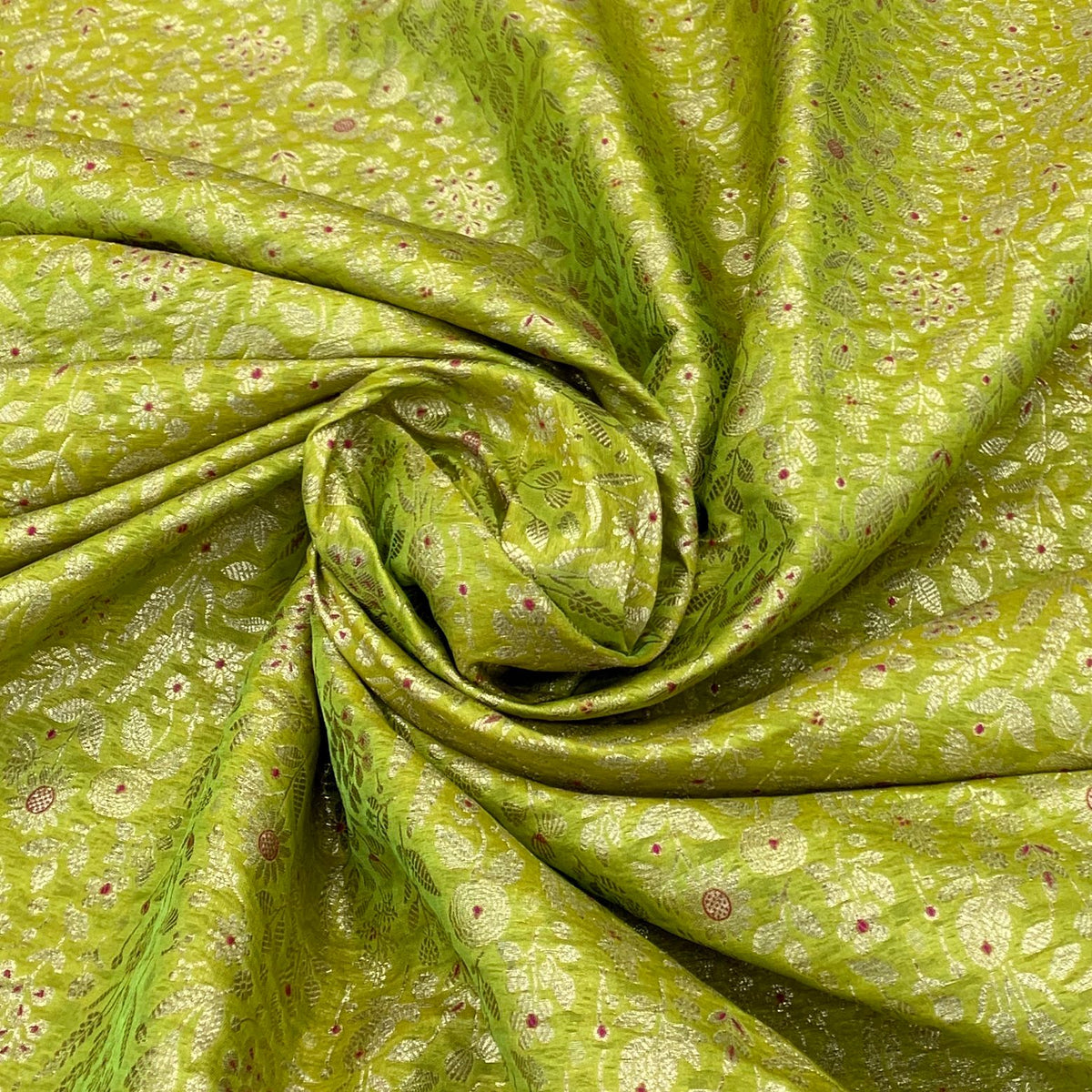 Lime Green Silk Brocade