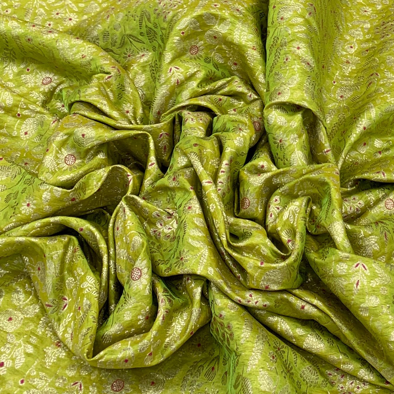 Lime Green Silk Brocade