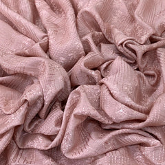 Pastel Peach Slub Silk Sequins Thread Embroidery