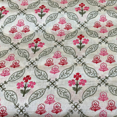 Natural Cream Multicolor Thread Tussar Silk Embroidery