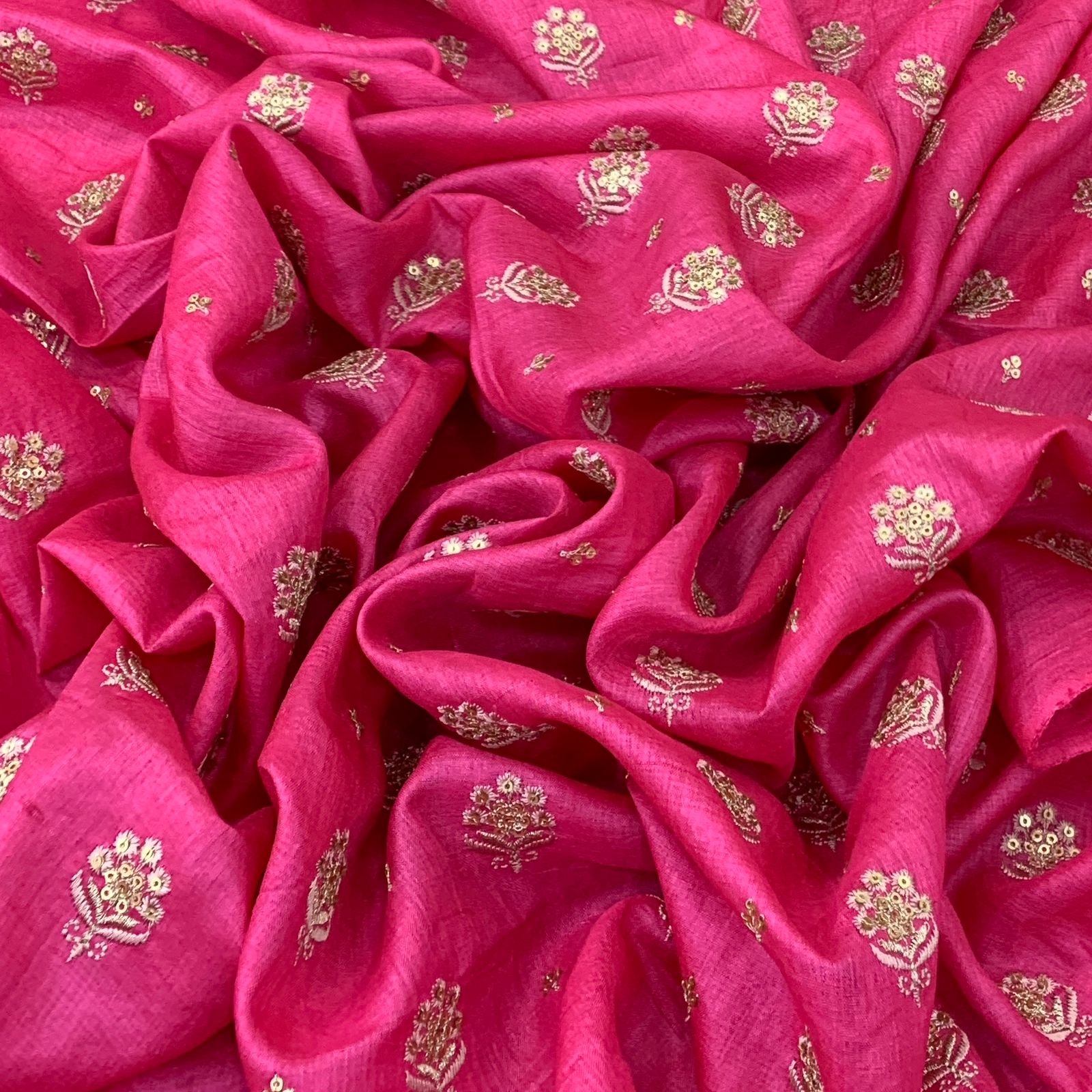 Pink Tusser  Silk Embroidery