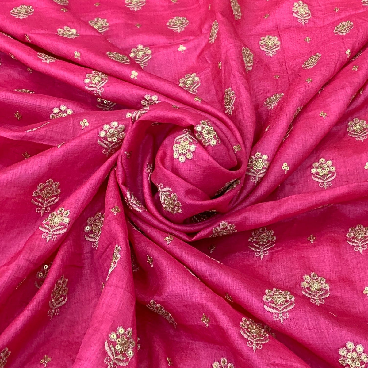 Pink Tusser  Silk Embroidery