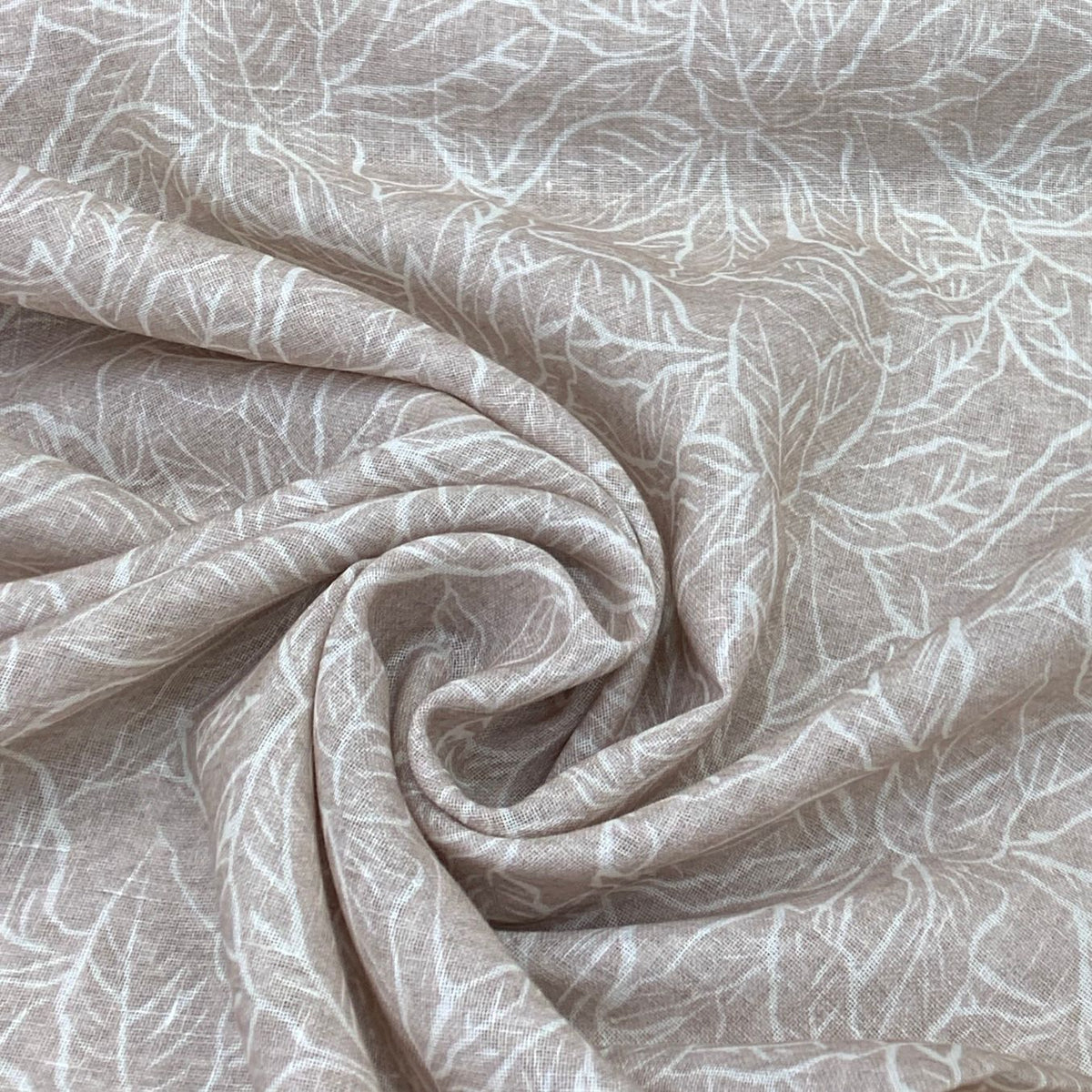 Viscose Linen Natural Beige Flower  Print