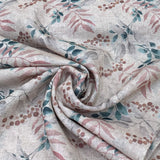 Viscose Linen Natural Beige Flower  Print