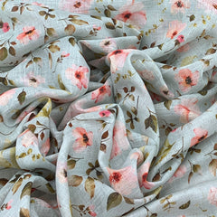 Gauge Linen Light Blue Floral  Print