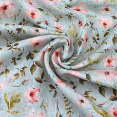 Gauge Linen Light Blue Floral  Print