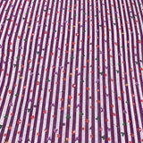 Gauge Linen Purple Stripes And Floral Print