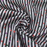 Gauge Linen Black Floral And Stripes Print