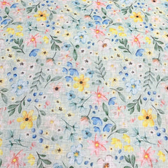 Gauge Linen Light Green Floral  Print
