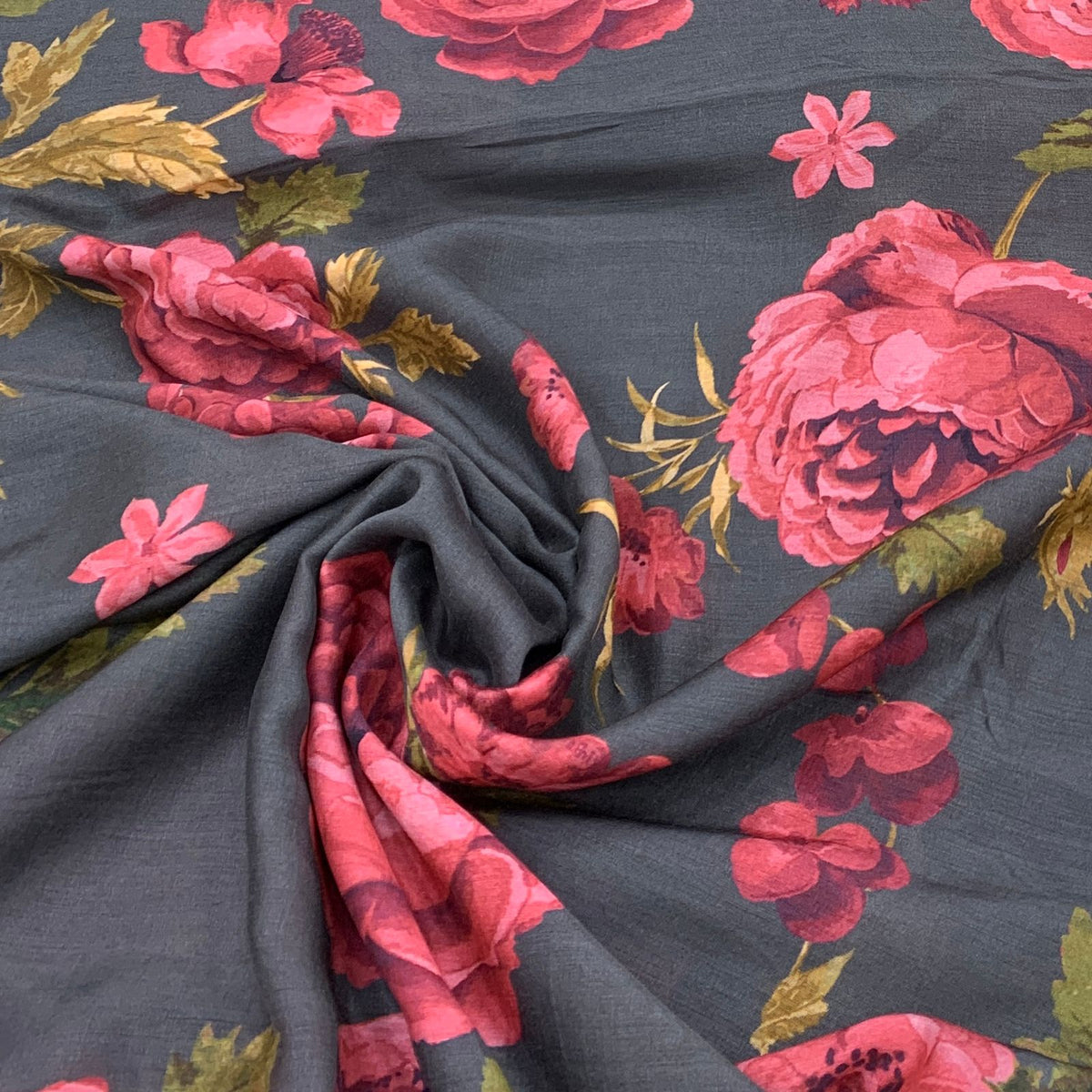 Muslin Grey Floral Print