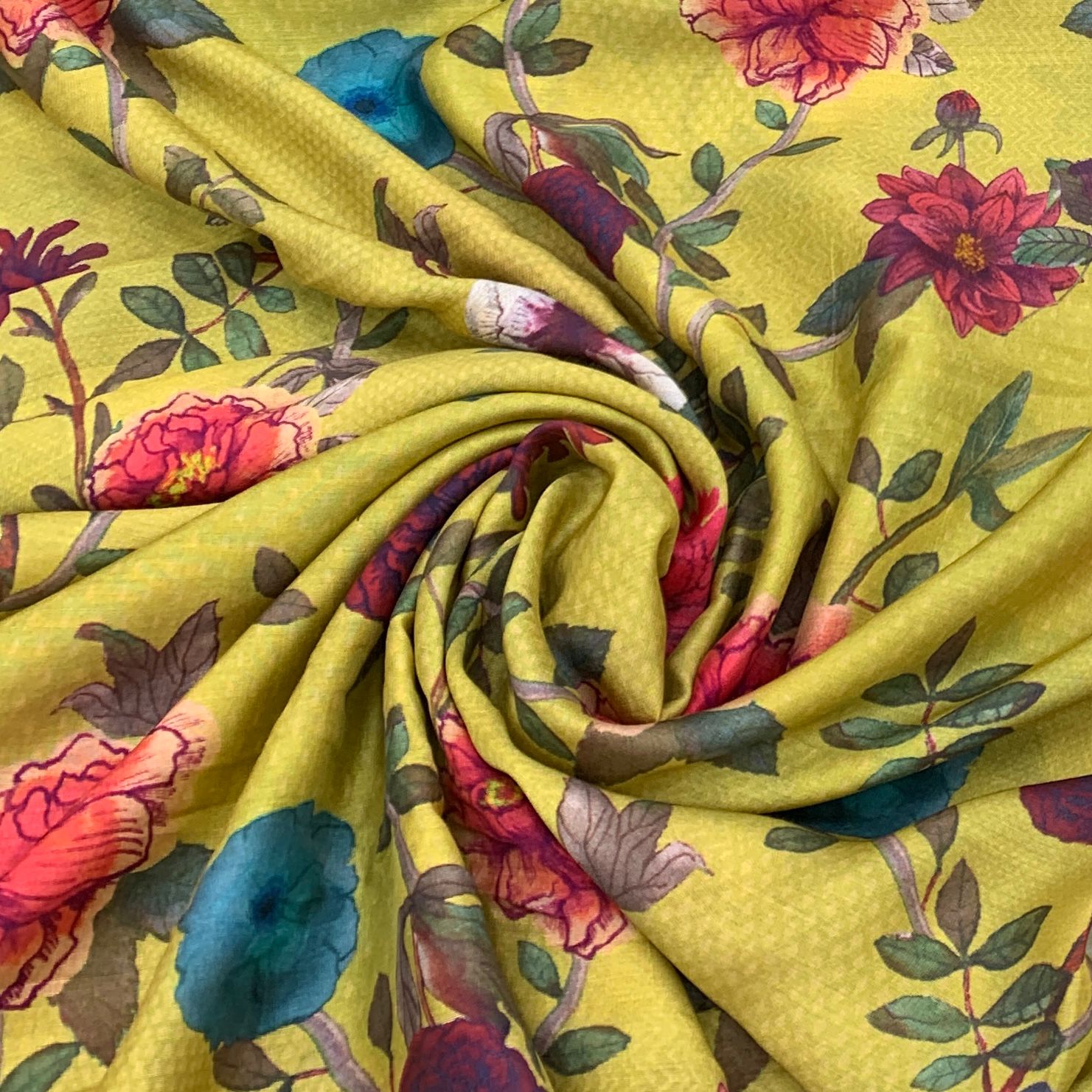 Muslin Yellow Floral Print