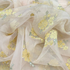 Light Peach Pure Organza Embroidery