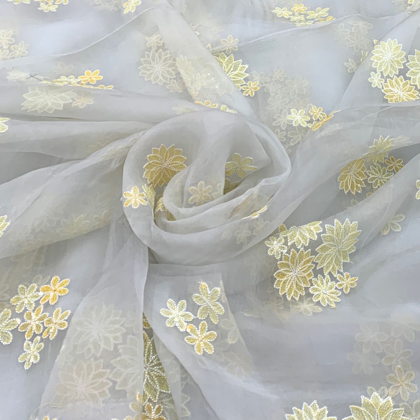 Light Grey Pure Organza Embroidery