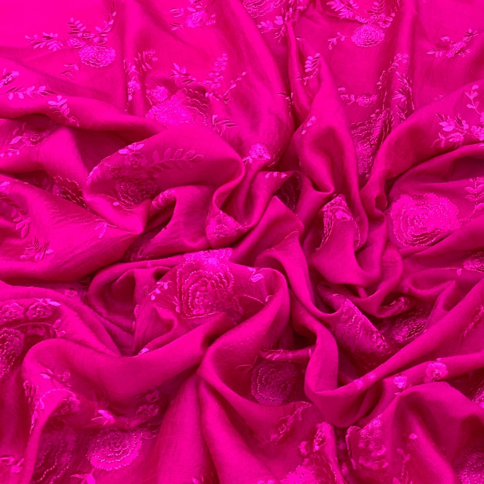 Slub Silk Pink Colour Embroidery