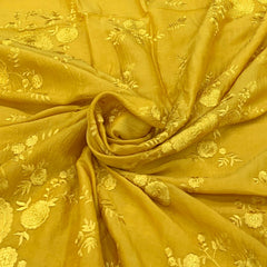 Slub Silk Yellow Colour Embroidery