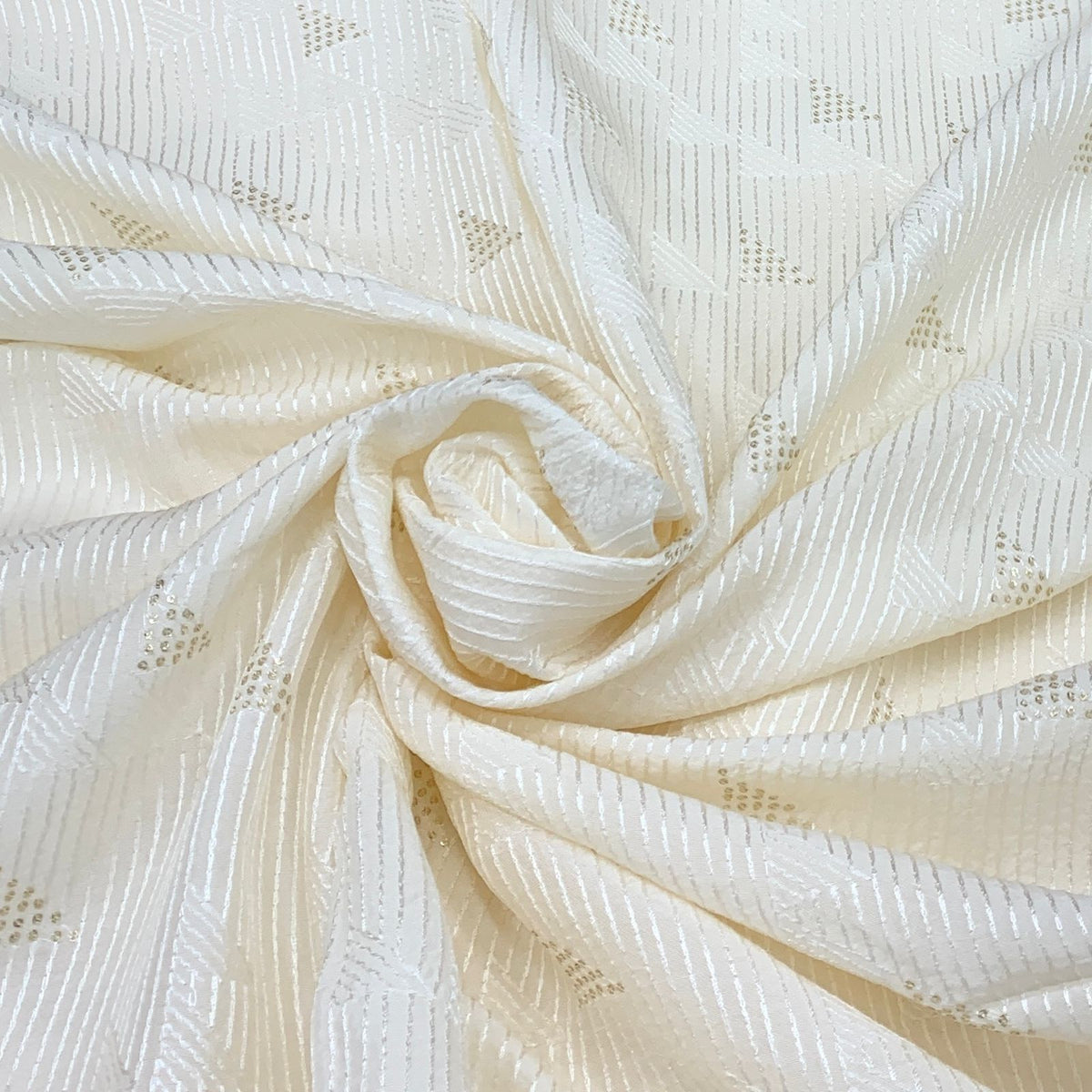 Off White Slub Silk Off Sequins Thread Embroidery