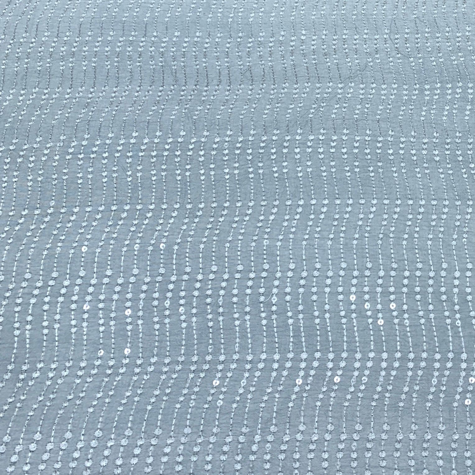 Pastel Blue Slub Silk Embroidery